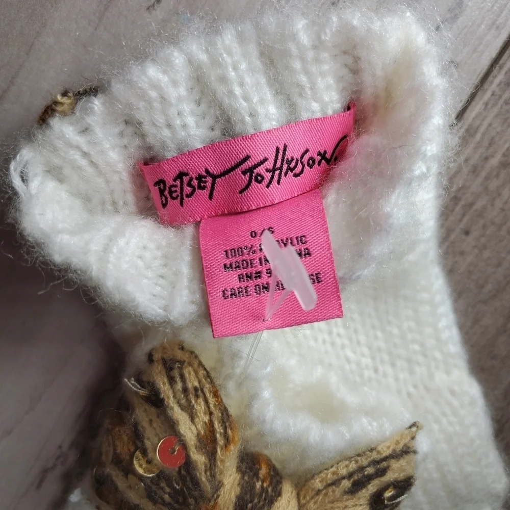 Y2K Vintage Betsey Johnson Sequins Knit Fingerless Gloves O/S
